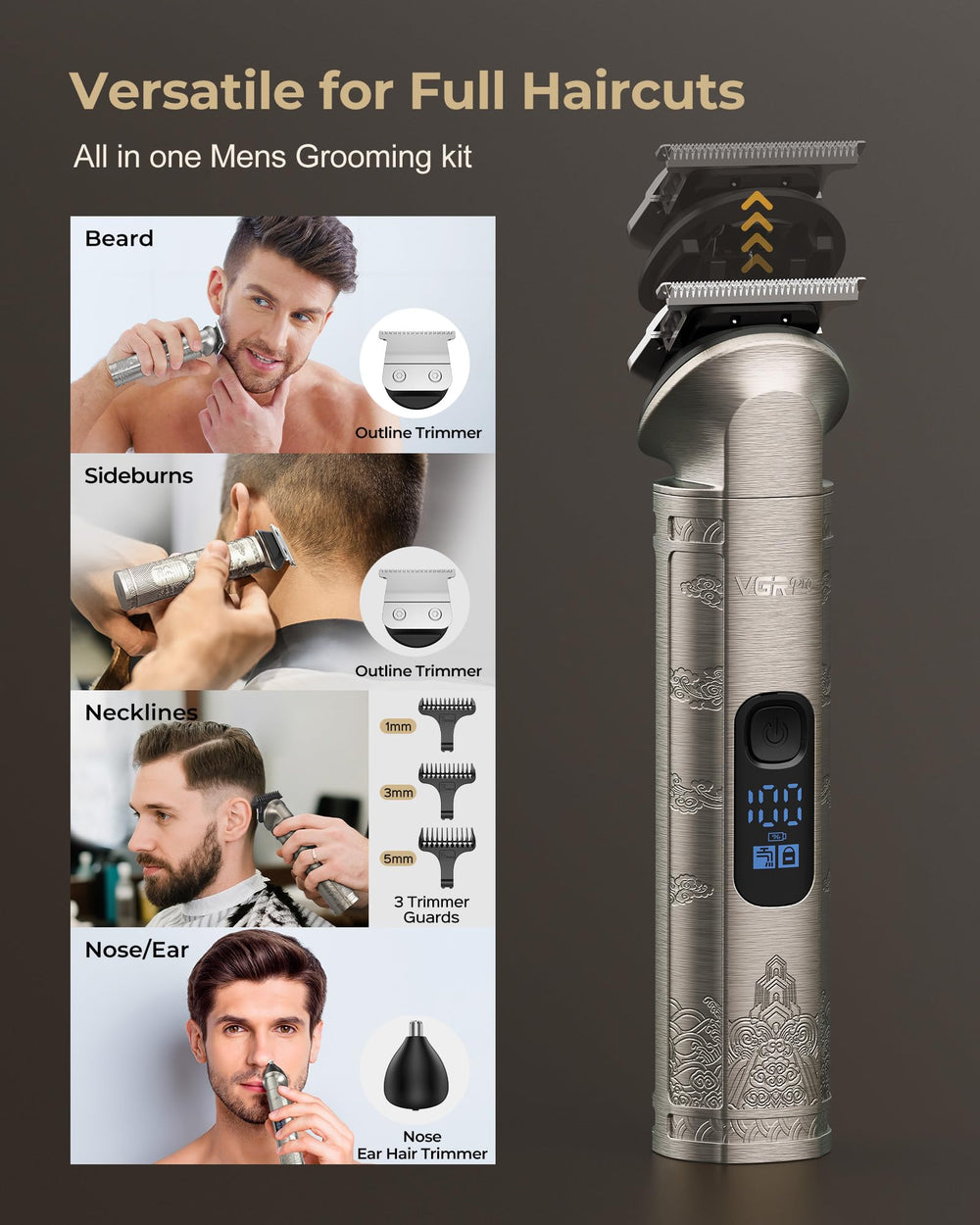 Trimmer 3 en 1 para nariz, orejas y barba