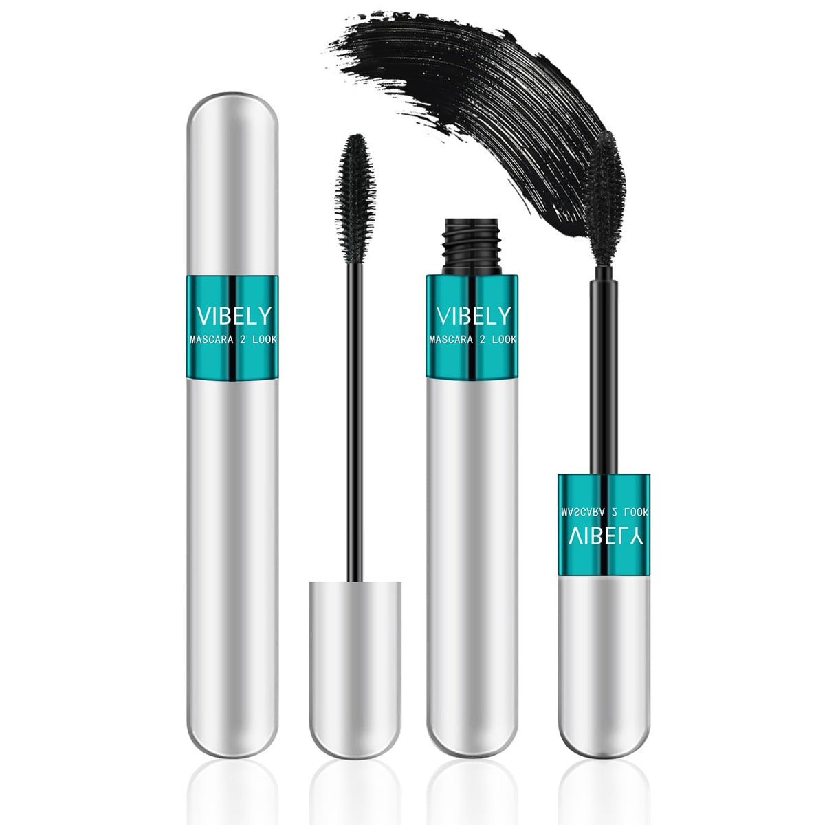 VIBELY Mascara 2 en 1 con brochas duales para volumen y definición duradera