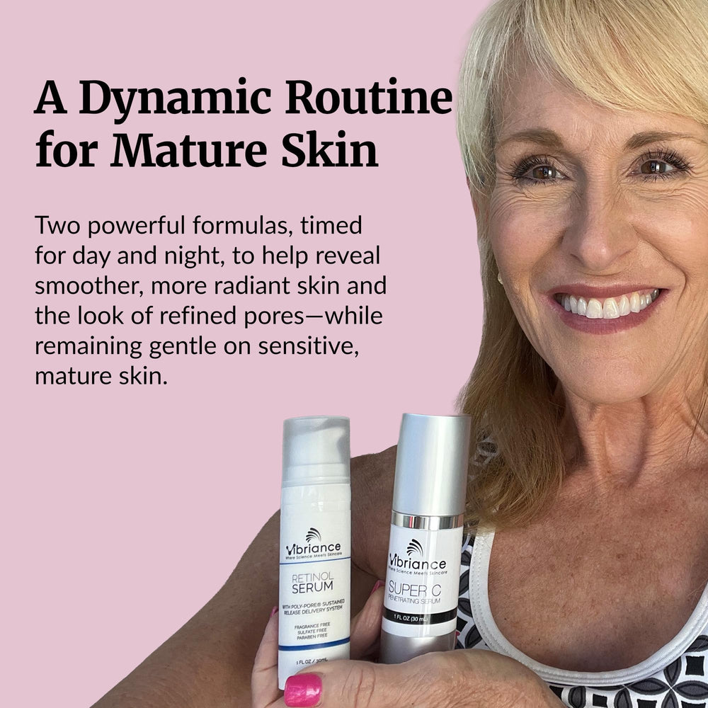 Application jour Vibriance – sérum vitamine C, peau hydratée.