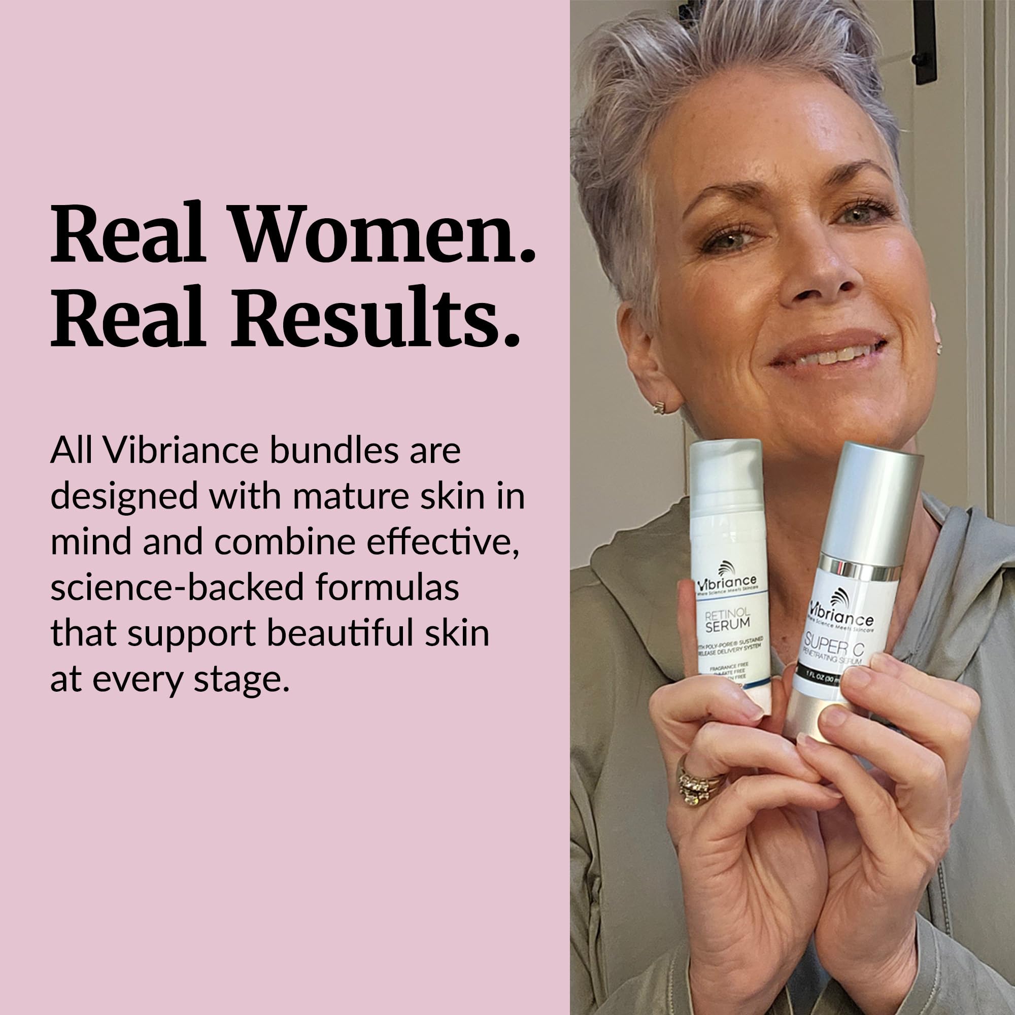 Application nuit Vibriance – sérum retinol, peau plus lisse.