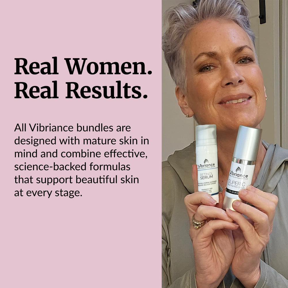 Application nuit Vibriance – sérum retinol, peau plus lisse.