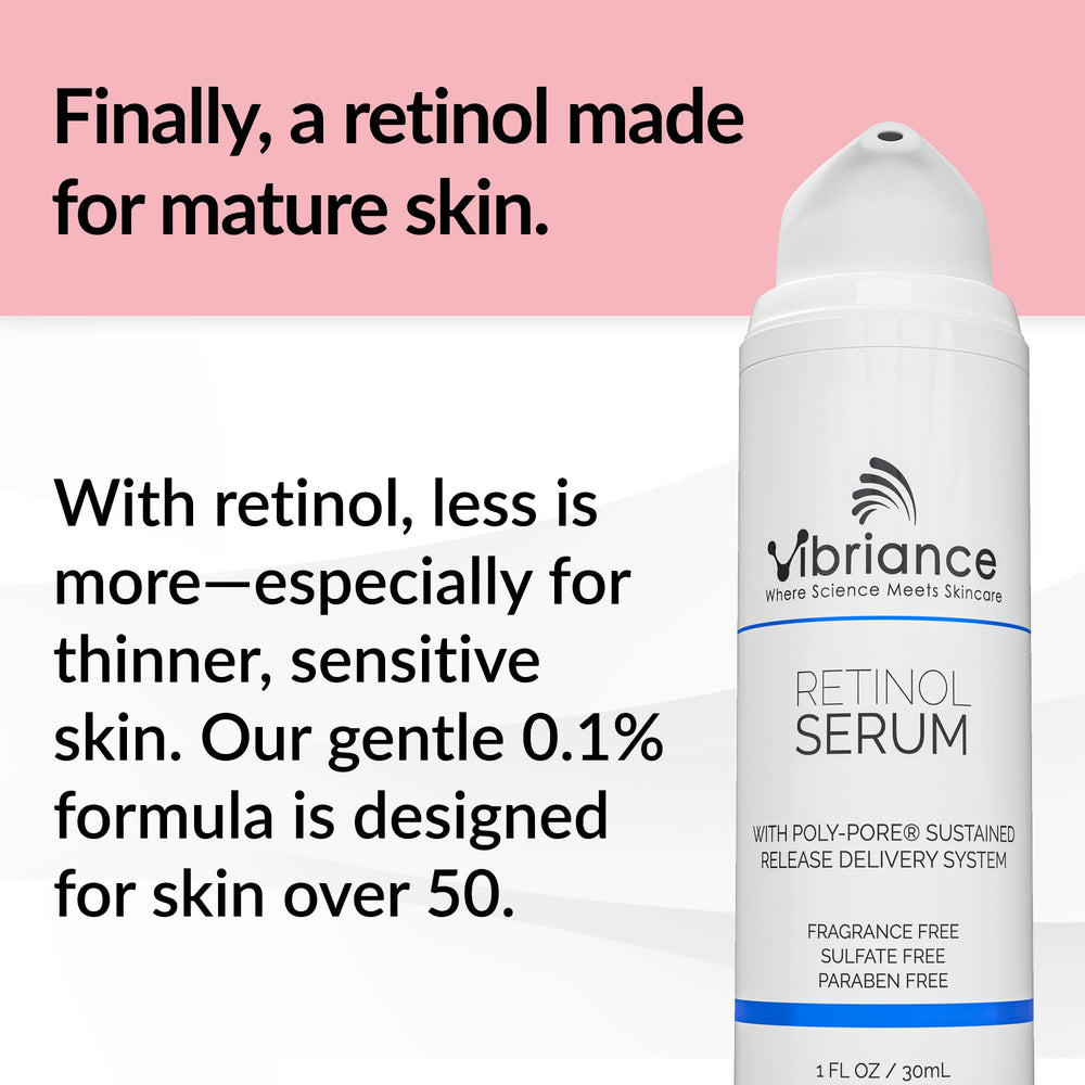 Application du Sérum Rétinol Vibriance sur le visage, douceur et hydratation possibles.