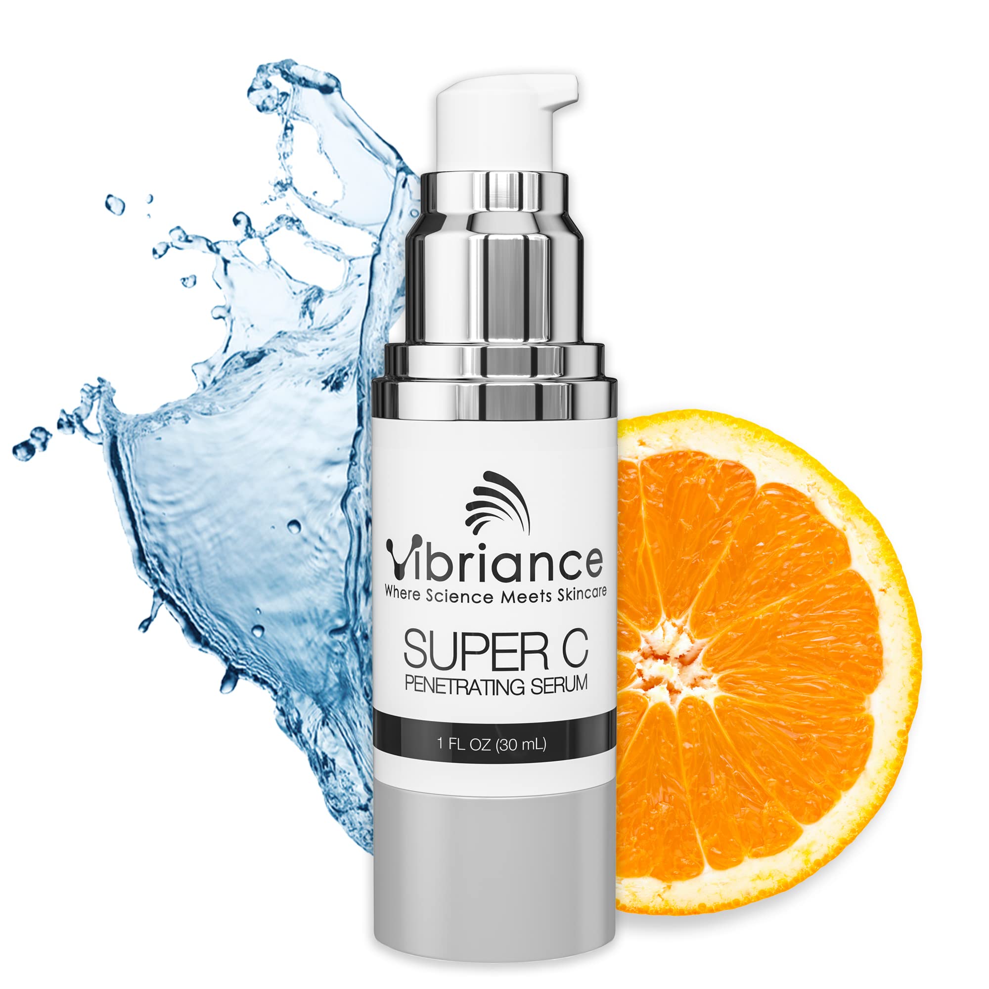 Vibriance Super C Serum: botella cercana para hidratación suave de piel madura.