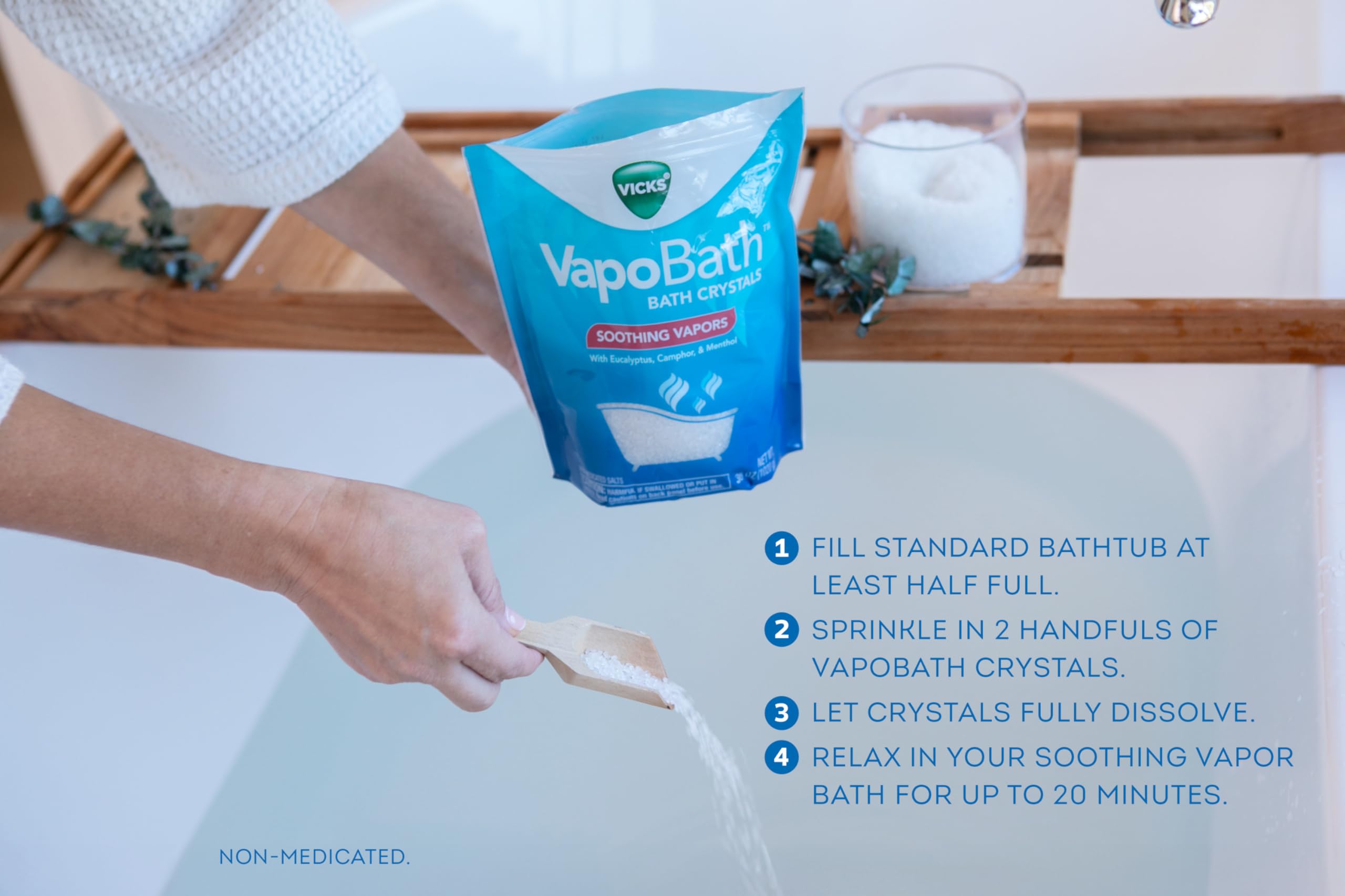 Vicks VapoBath: producto no medicado para momento de relajación seguro