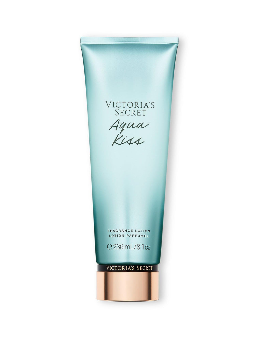 Loción perfumada Aqua Kiss de Victoria's Secret en frasco, hidratación y fragancia para todo el día.