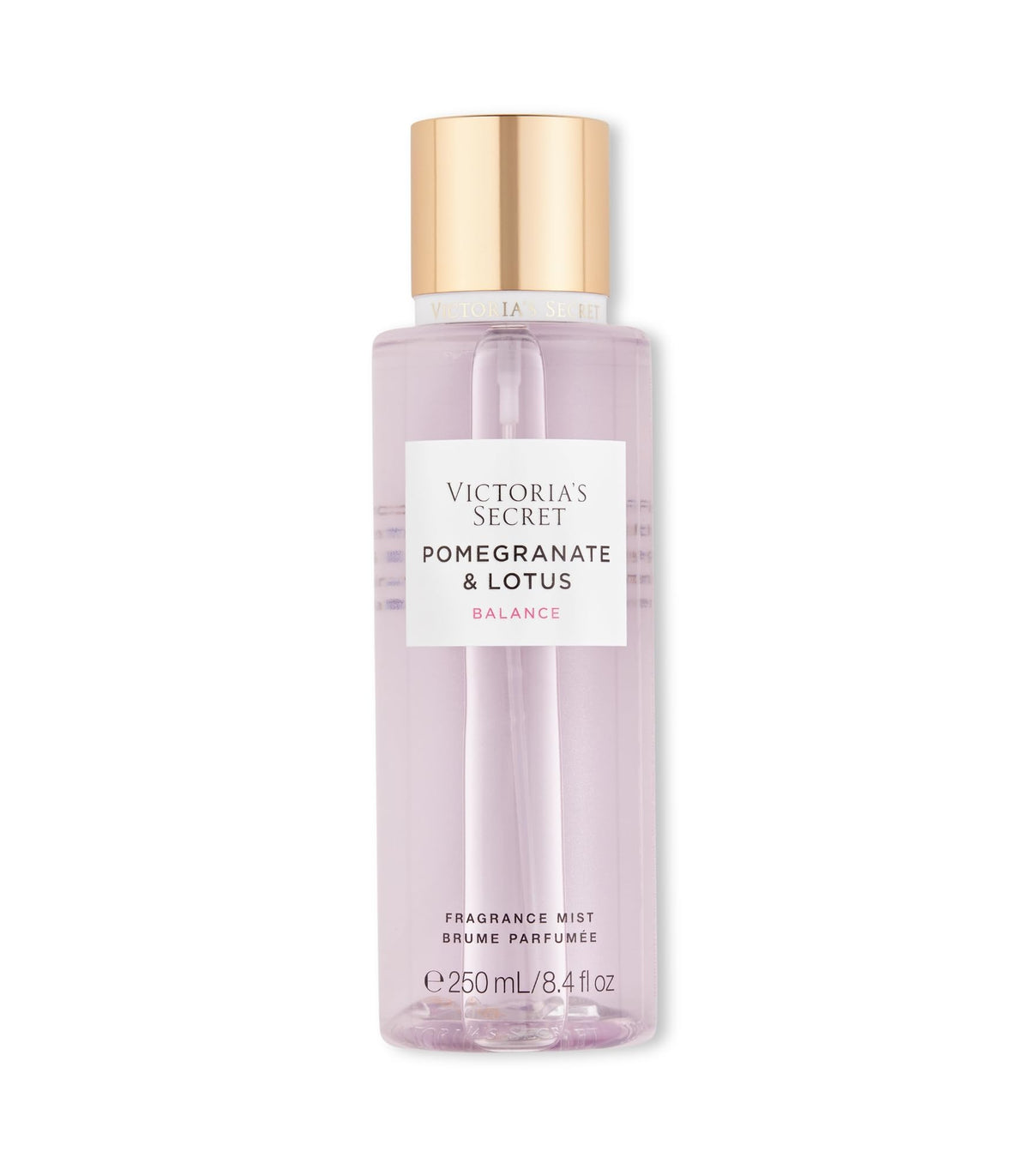 Victoria's Secret bruma de fragancia Pomegranate y Lotus en botella, aroma suave para uso diario.
