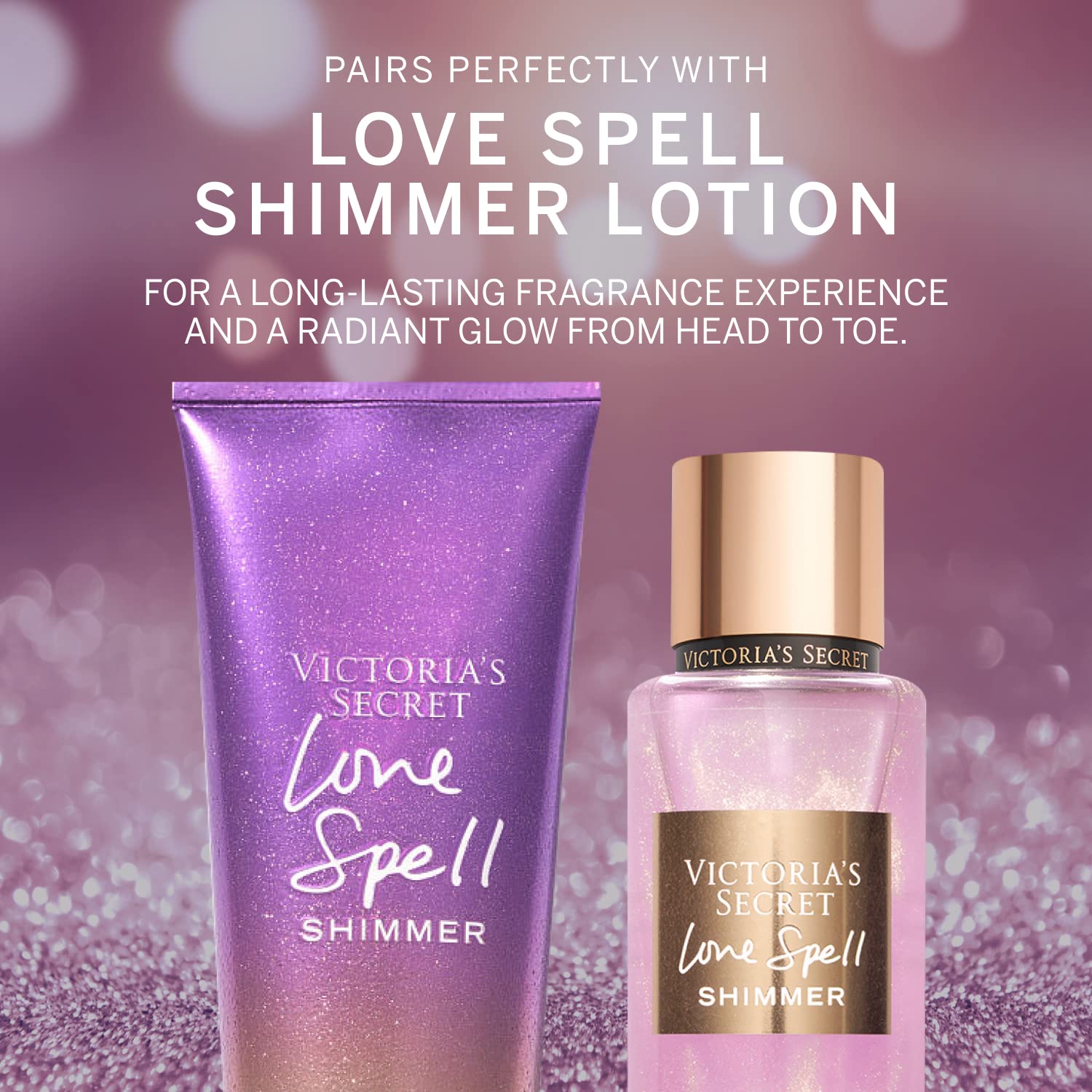 Victoria's Secret Love Spell pulverizador cerca de la piel, ideal para retoques rápidos.