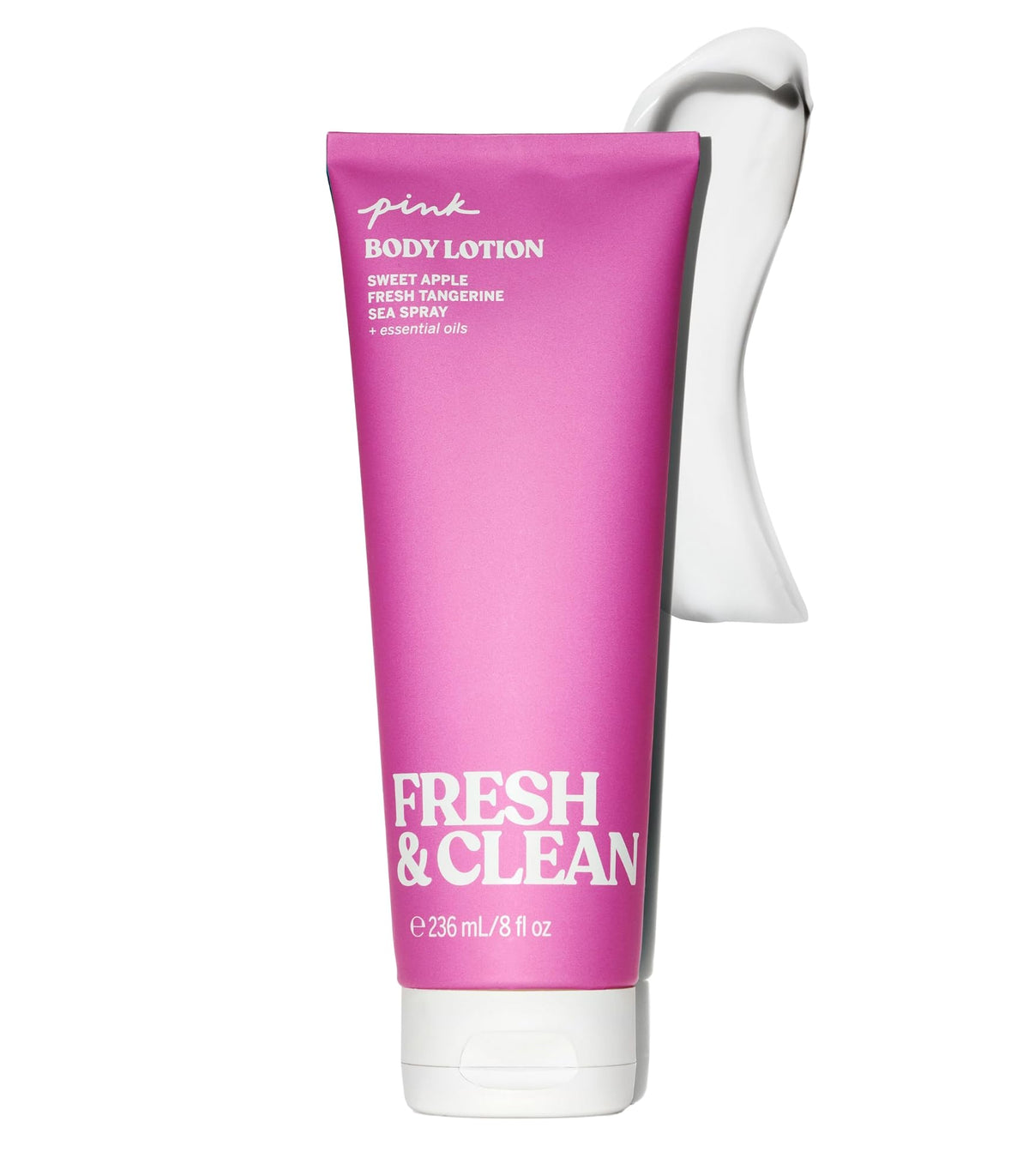 Victoria's Secret Pink Fresh & Clean loción para manos y cuerpo en botella, hidrata durante todo el día.