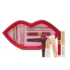 Conjunto de brillos labiales Victoria's Secret en caja con forma de labio para lucir brillo intenso.