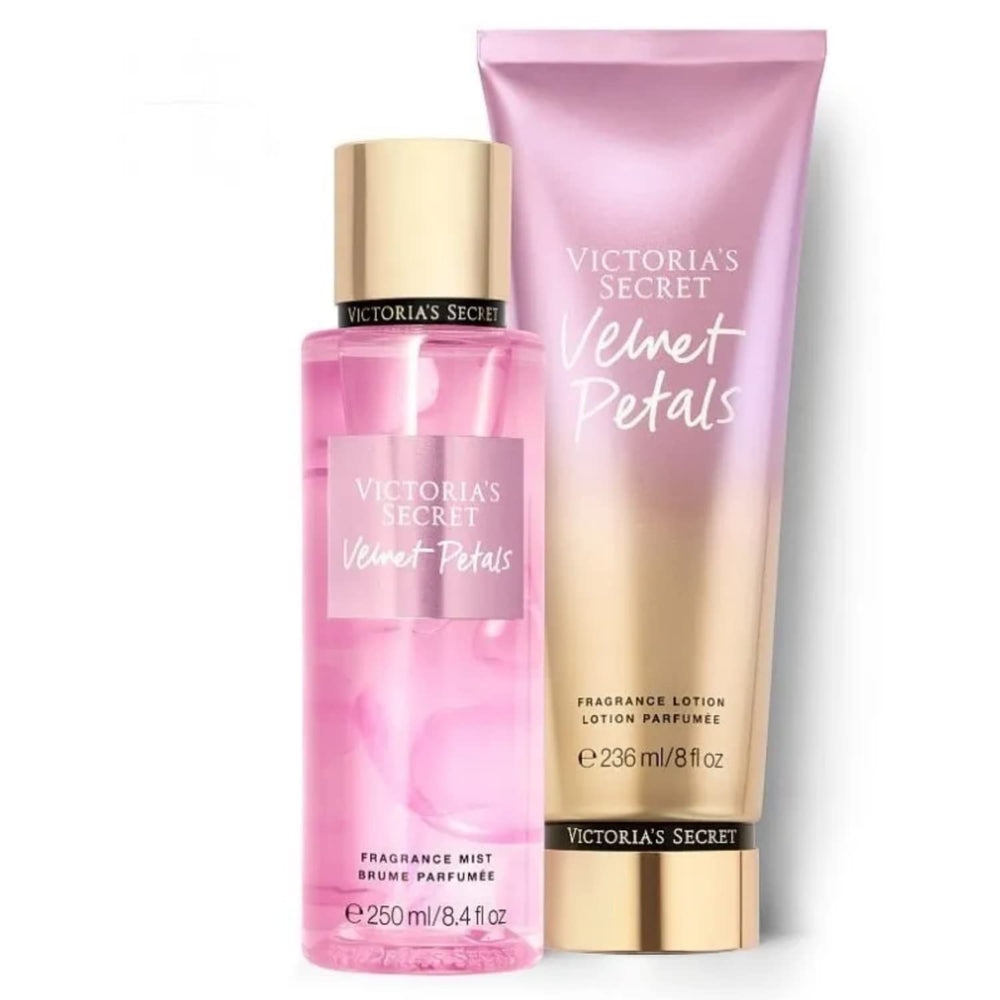 Victoria's Secret Velvet Petals fragrance mist bottle for a refreshing post-shower scent.