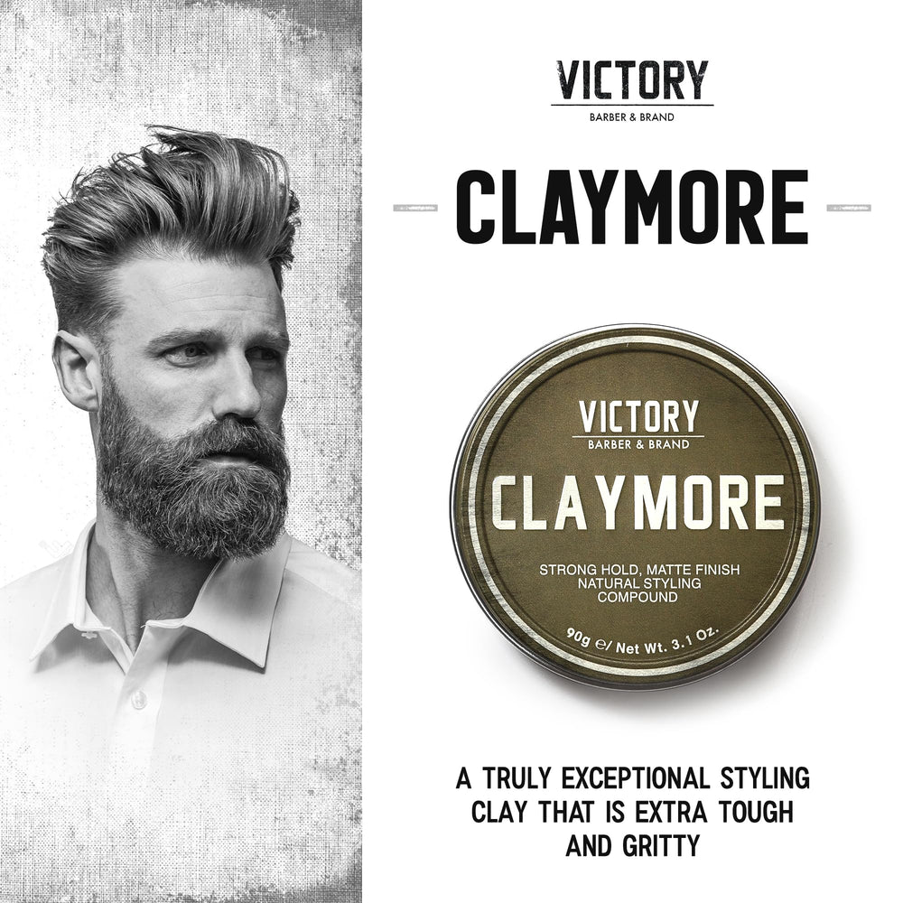 Claymore de Victory, fijación fuerte para peinados texturizados todo el día.