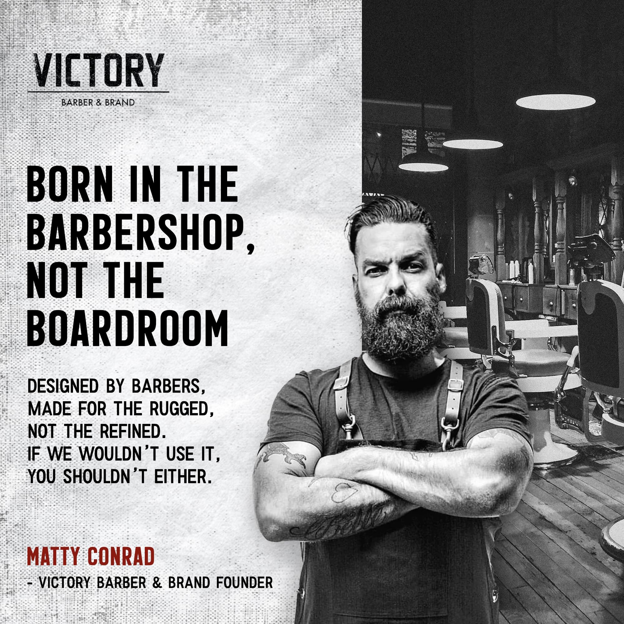 Ideal para peinados clásicos con acabado brillante de Victory Barber & Brand.