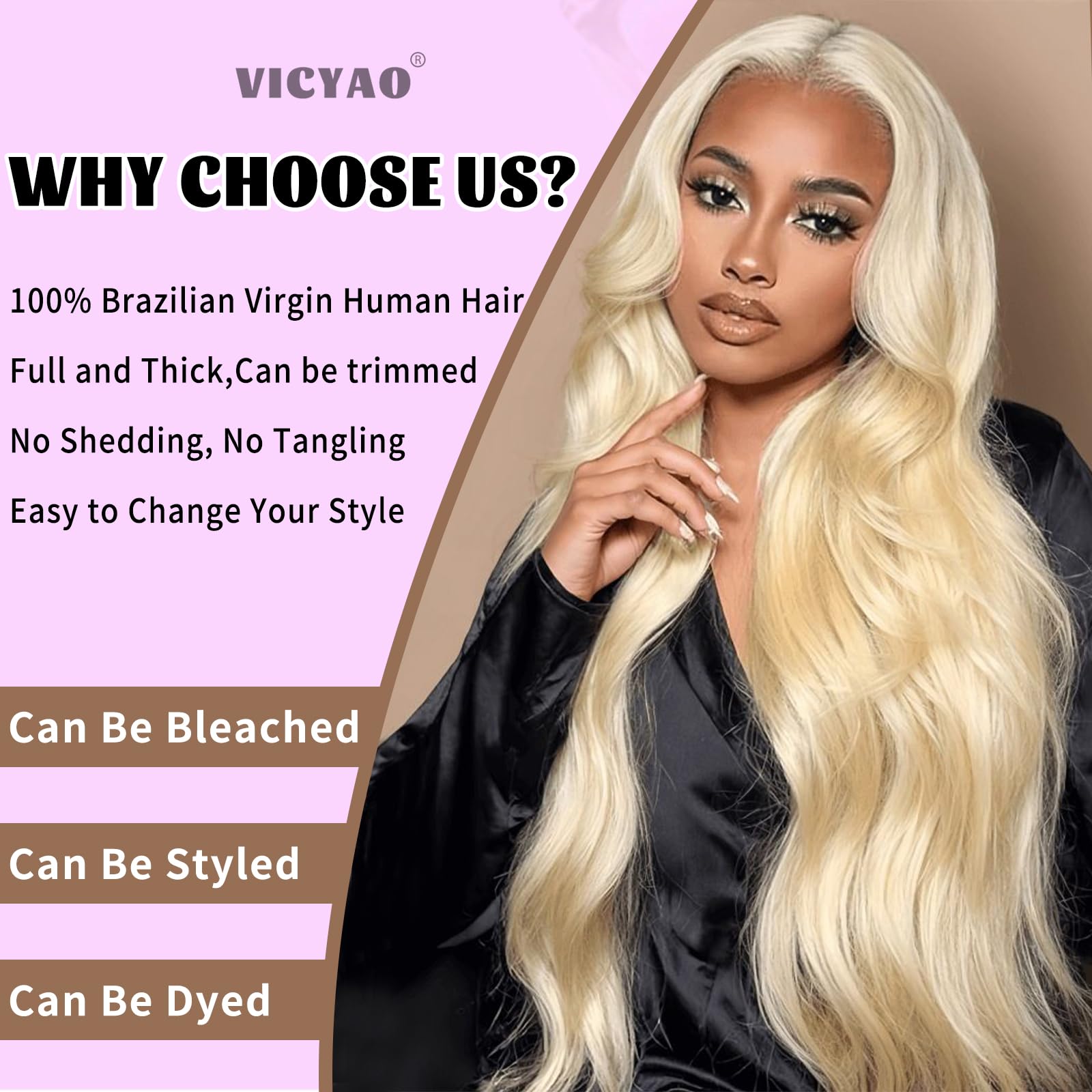 VICYAO 613 blonde body wave 22-inch bundles add length with graceful wave.