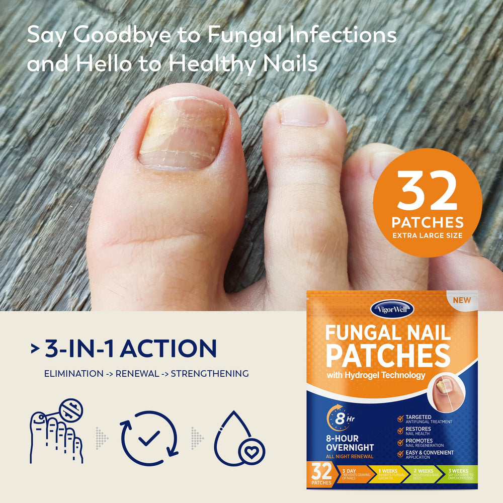 Parche hidrogel de VigorWell para uñas, uso nocturno que favorece la absorción.
