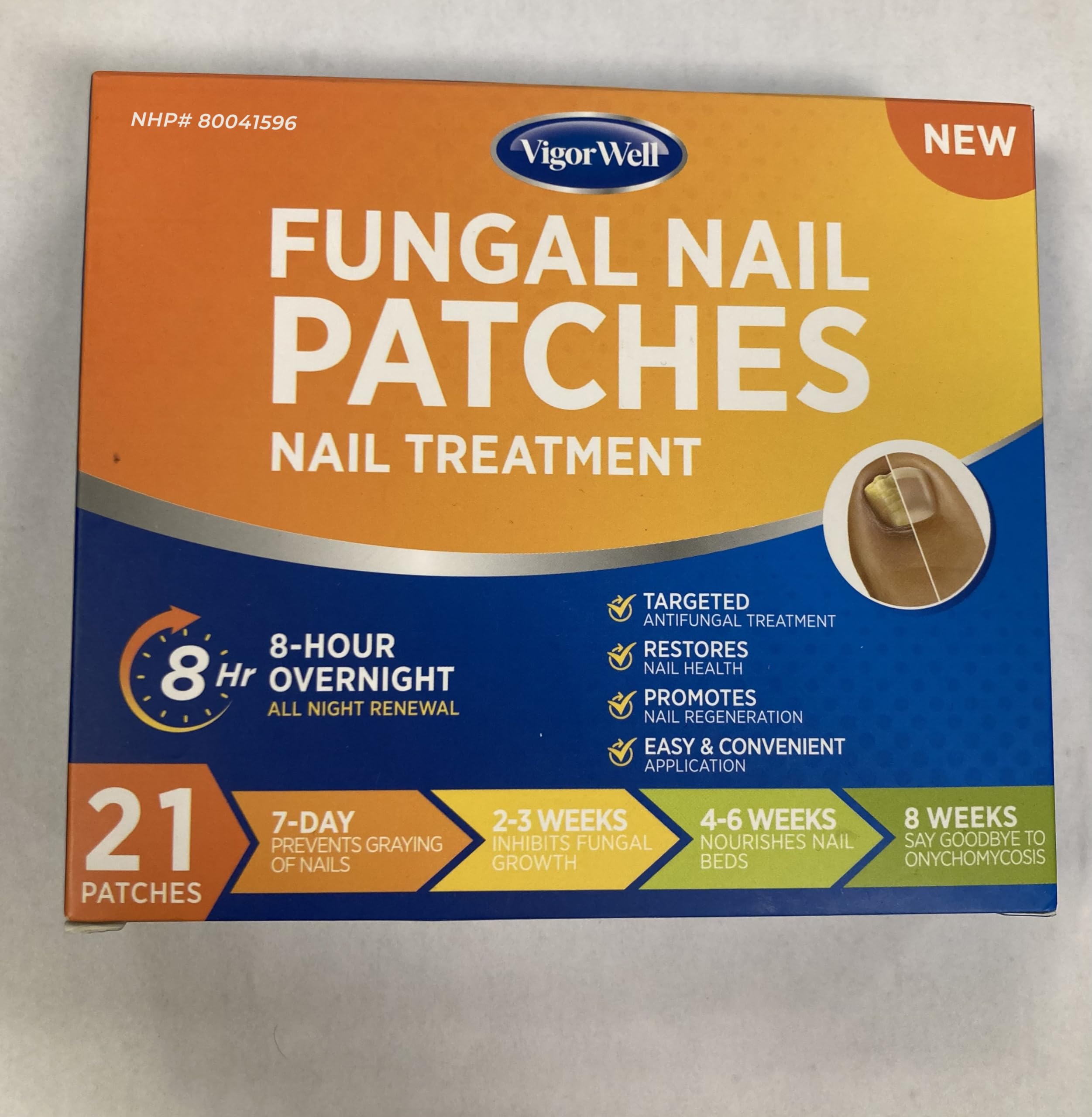 Parche de uñas tono piel VigorWell, uso cómodo y discreto.