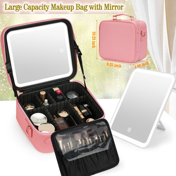 ViKert estuche de maquillaje de viaje con divisores ajustables para organizar cosméticos eficientemente.