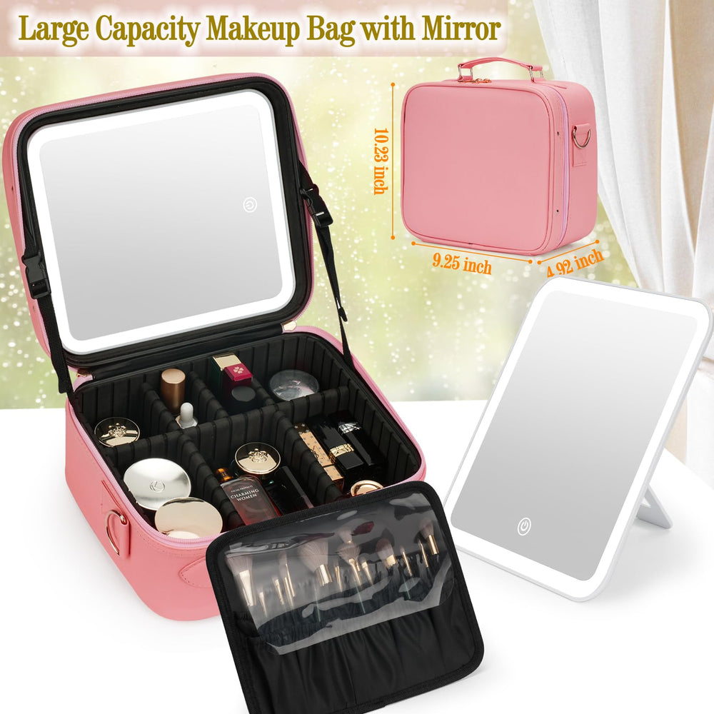 ViKert estuche de maquillaje de viaje con divisores ajustables para organizar cosméticos eficientemente.