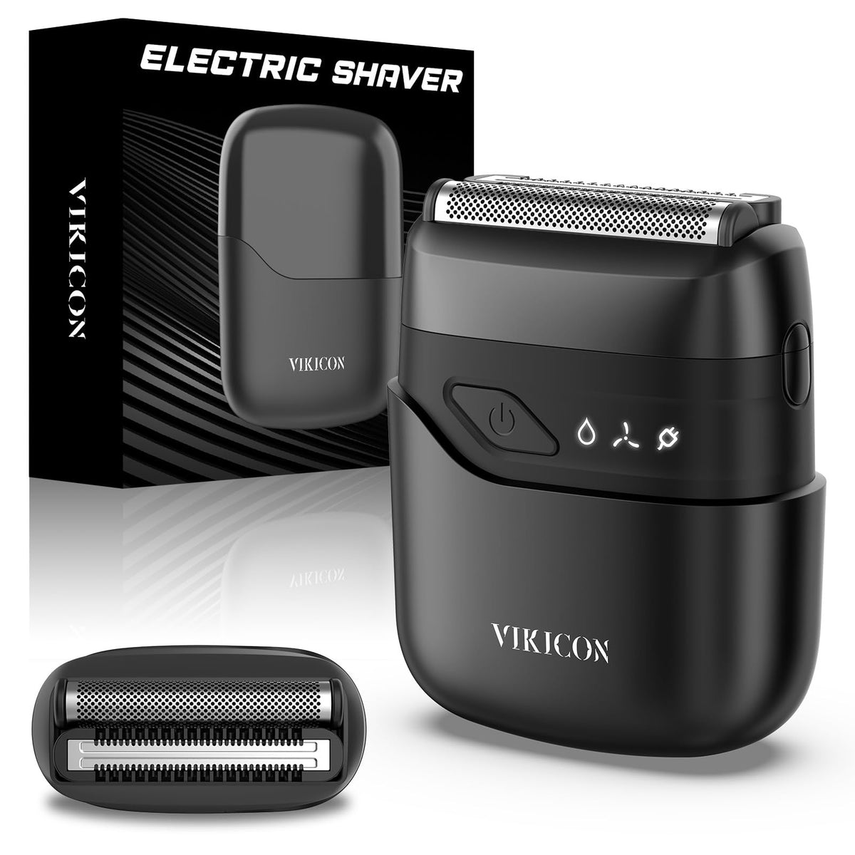 VIKICON rasuradora eléctrica compacta para viajes, afeitado cómodo en movimiento.