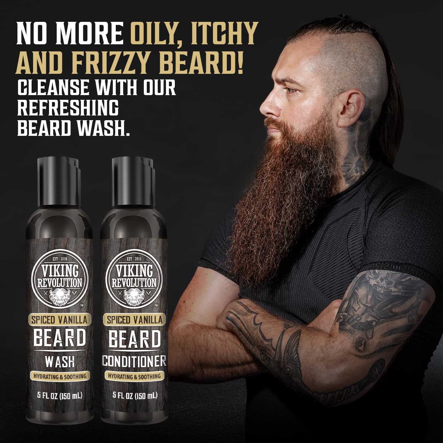Aceite para barba Viking Revolution con argán y jojoba, hidratación profunda.