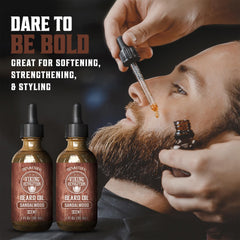 Aplicación diaria del aceite Viking Revolution con sándalo para barba.