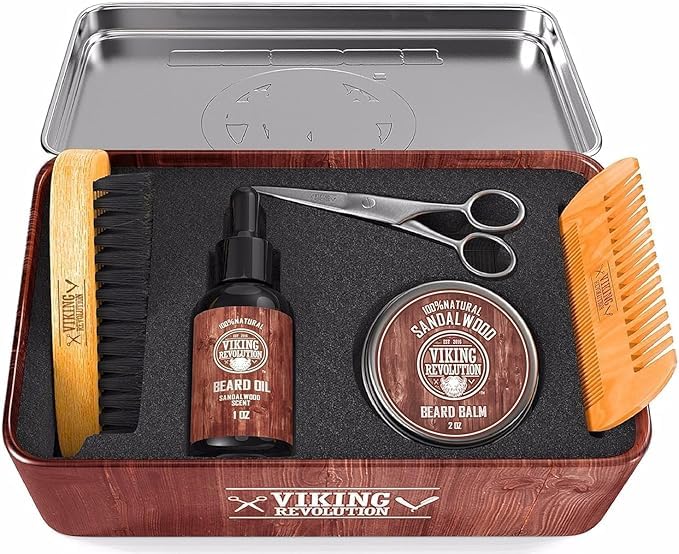 Aceite para barba de Viking Revolution con aroma a sándalo para hidratación