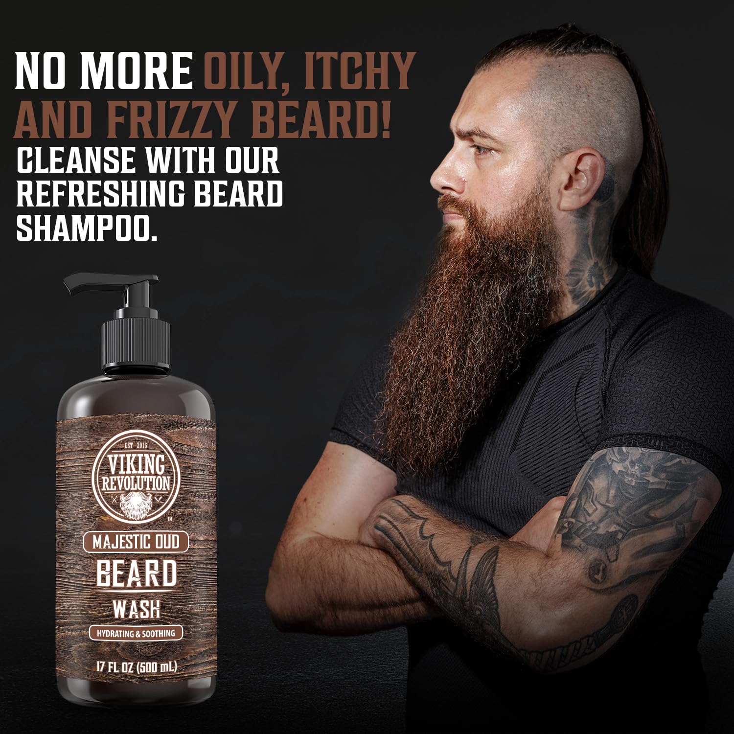 Aceite para barba Viking Revolution con argán y jojoba hidrata profundamente.