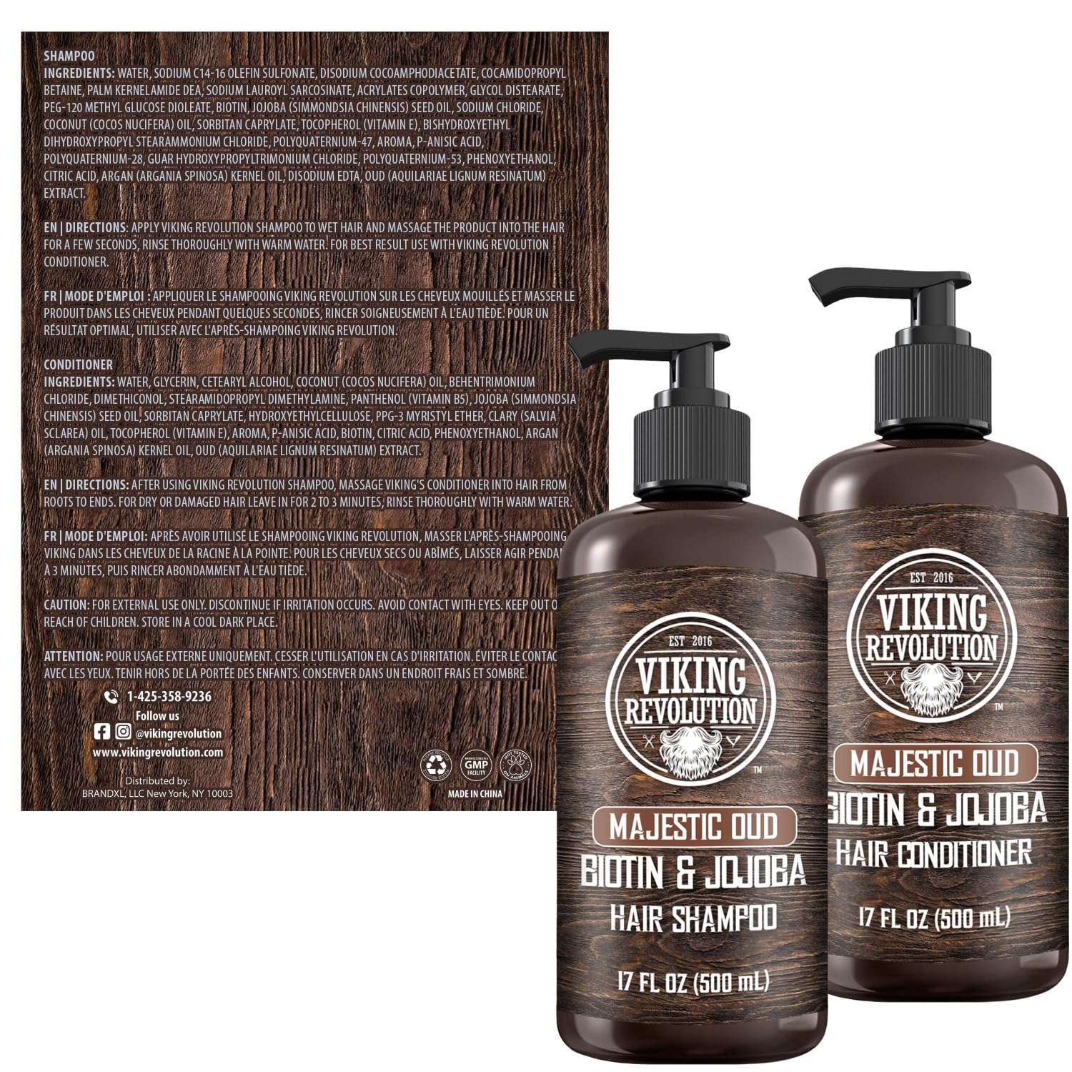 Viking Revolution Champú Aceite de Oliva y Jojoba hidrata profundamente el cabello.