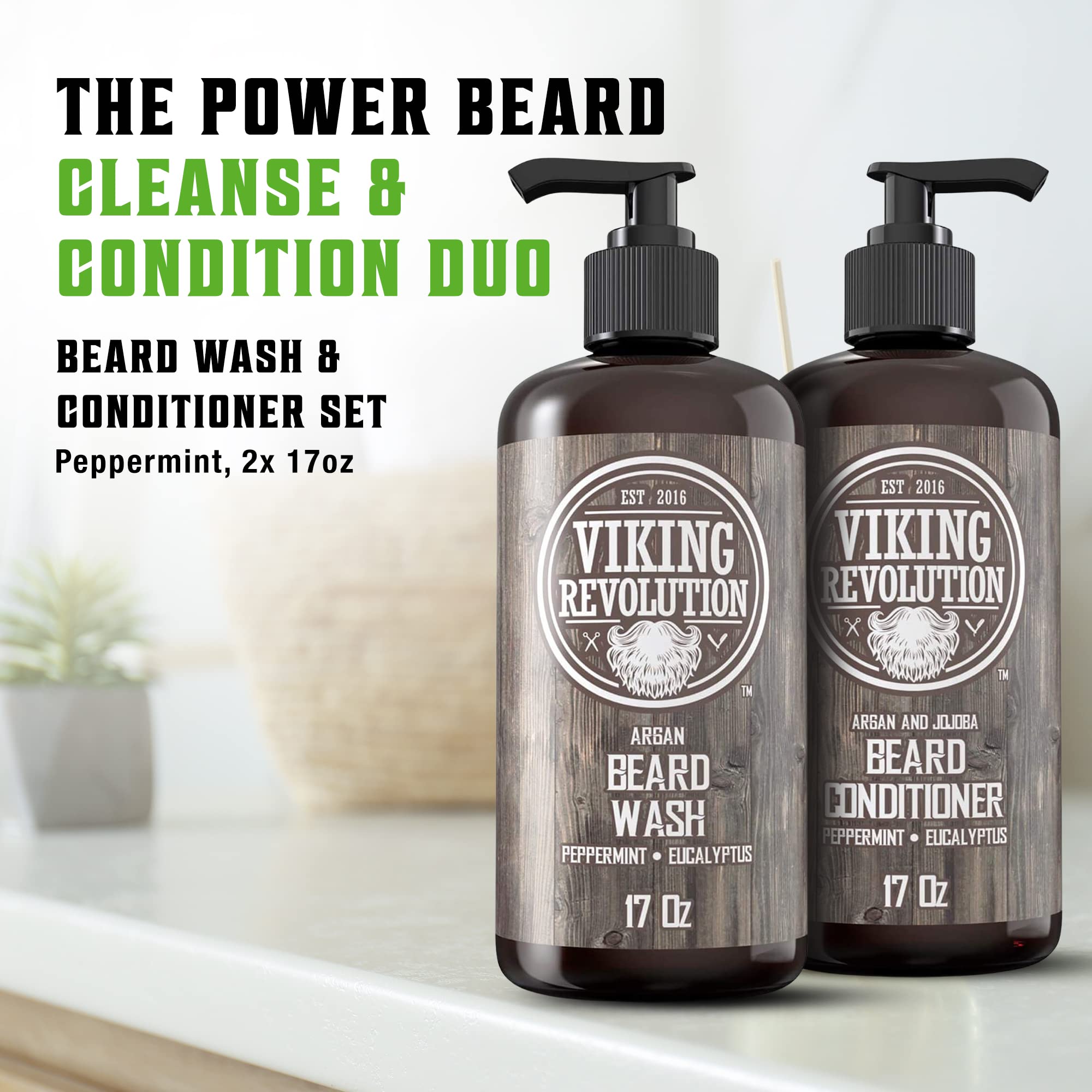 Acondicionador para barba de Viking Revolution desenreda y suaviza el vello con argán y jojoba.
