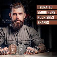 Aplicacion suave del balsamo Viking Revolution para una barba bien moldeada.