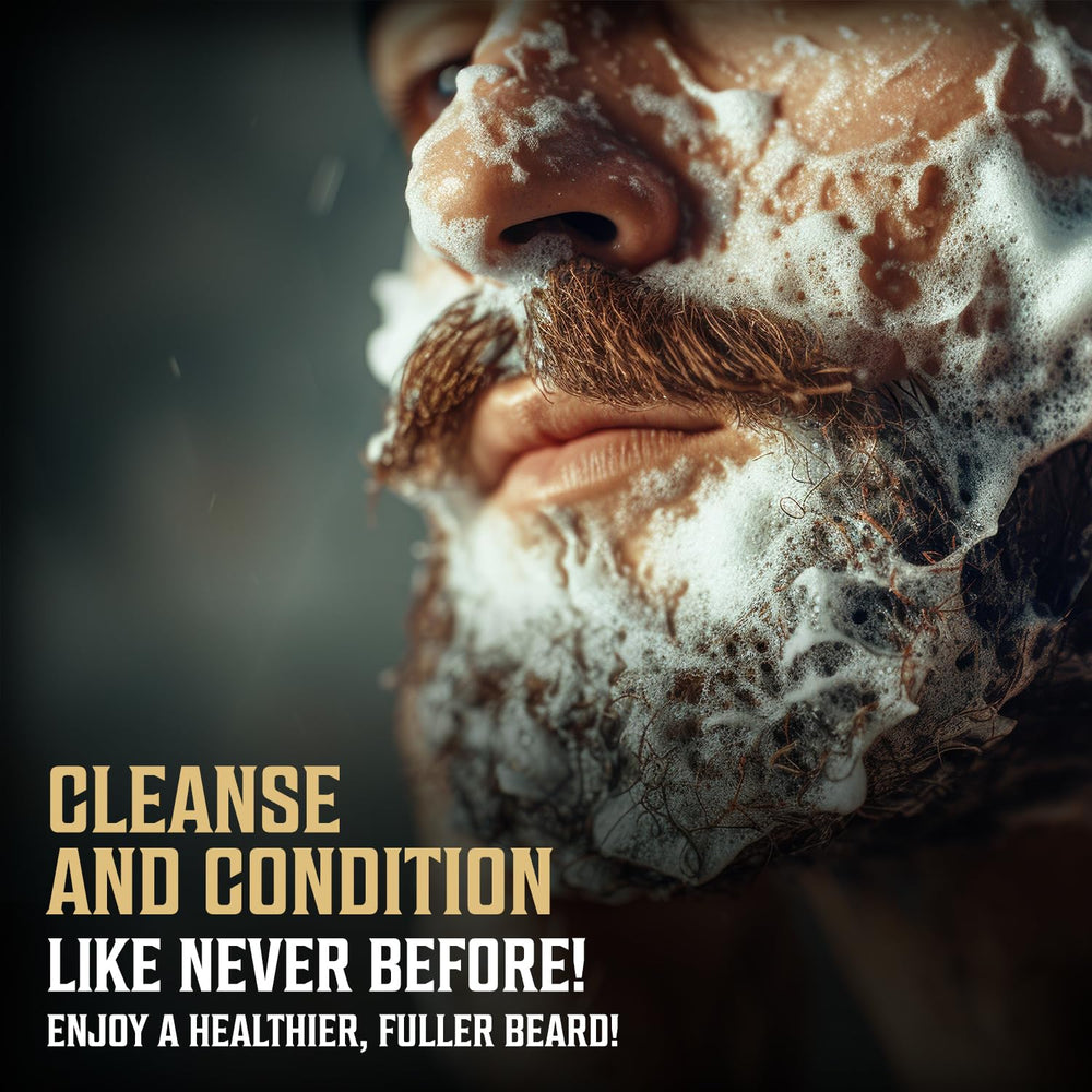 Aplicación diaria de cuidado de barba con productos Viking Revolution.