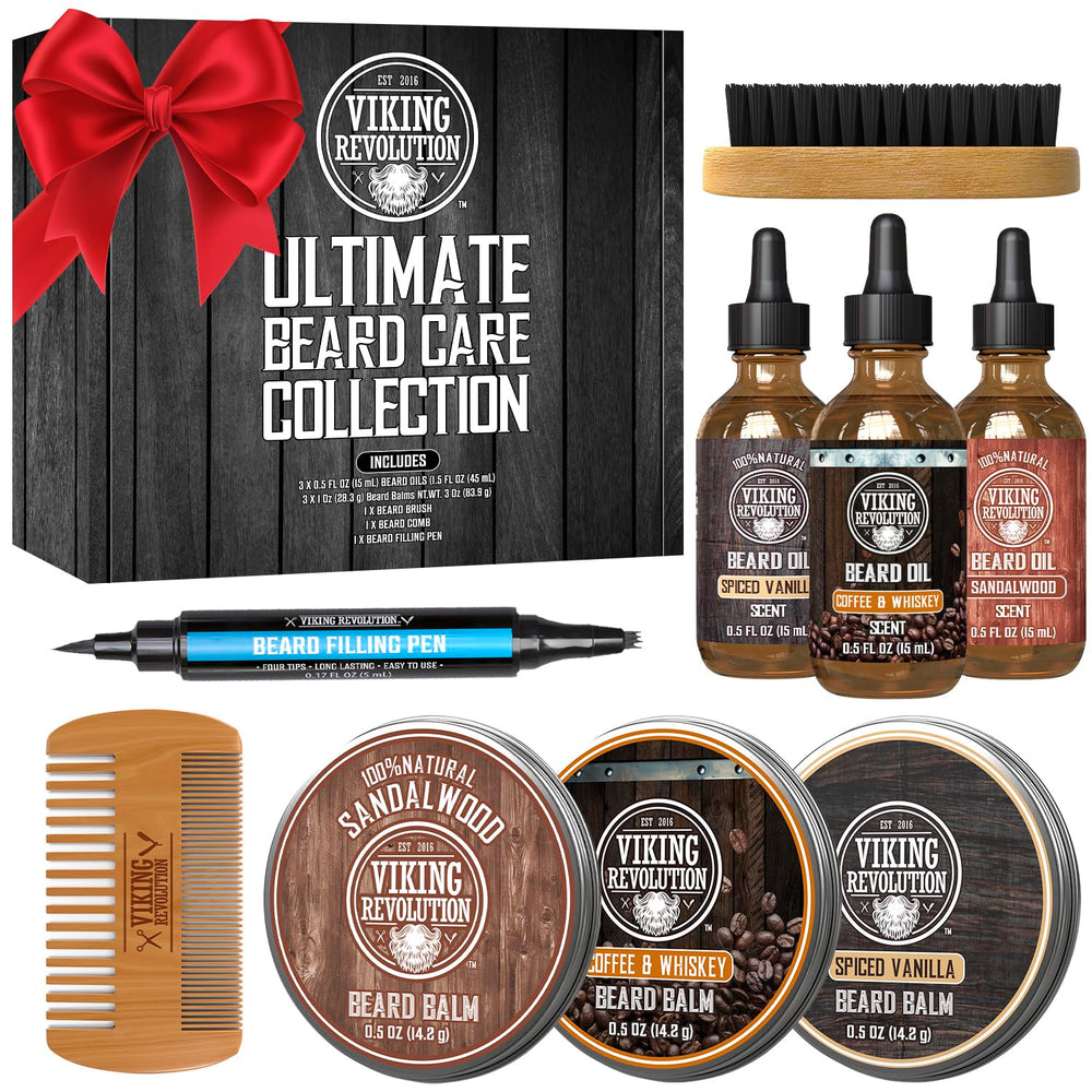 Viking Revolution kit barba aceites sándalo para hidratación suave.