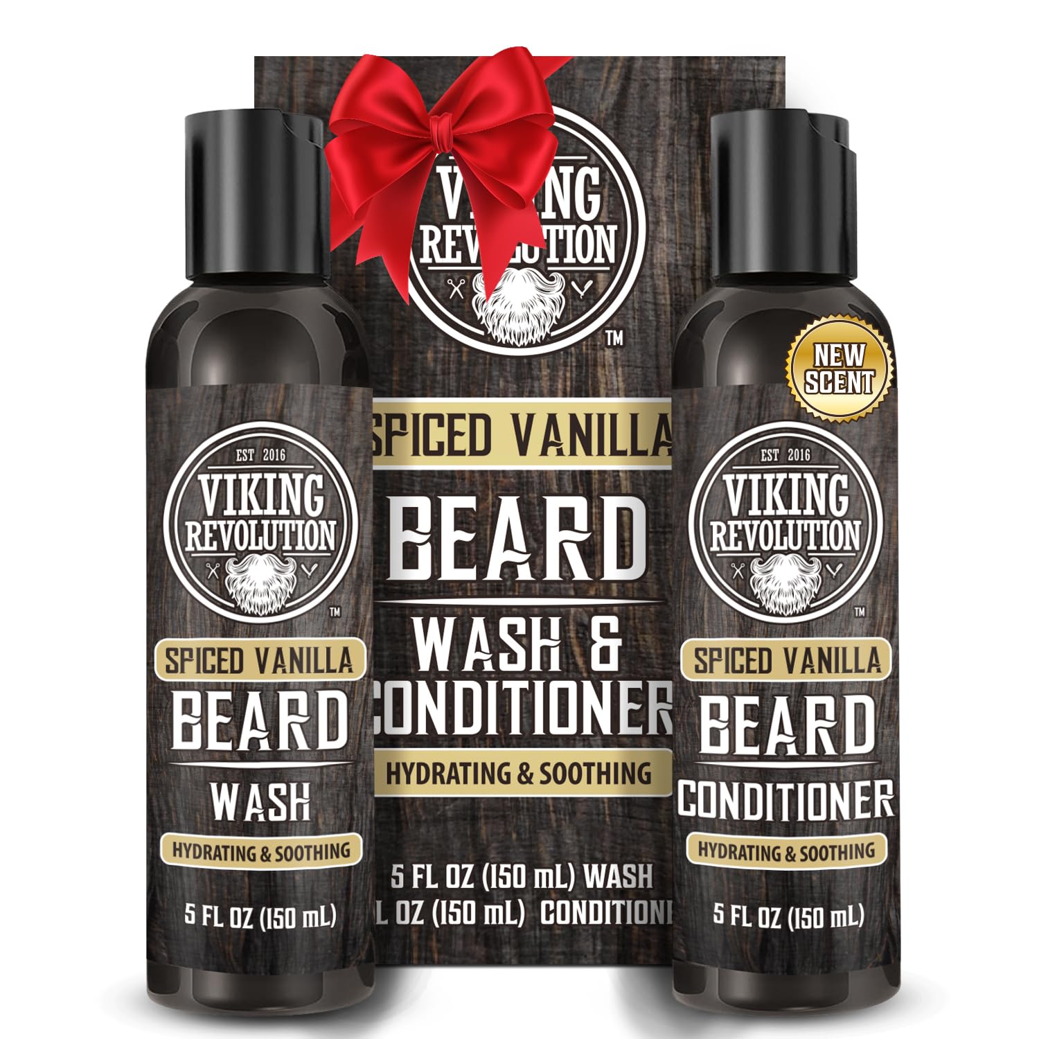 Botella champú para barba de Viking Revolution, limpieza suave y aroma agradable.