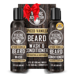 Botella champú para barba de Viking Revolution, limpieza suave y aroma agradable.