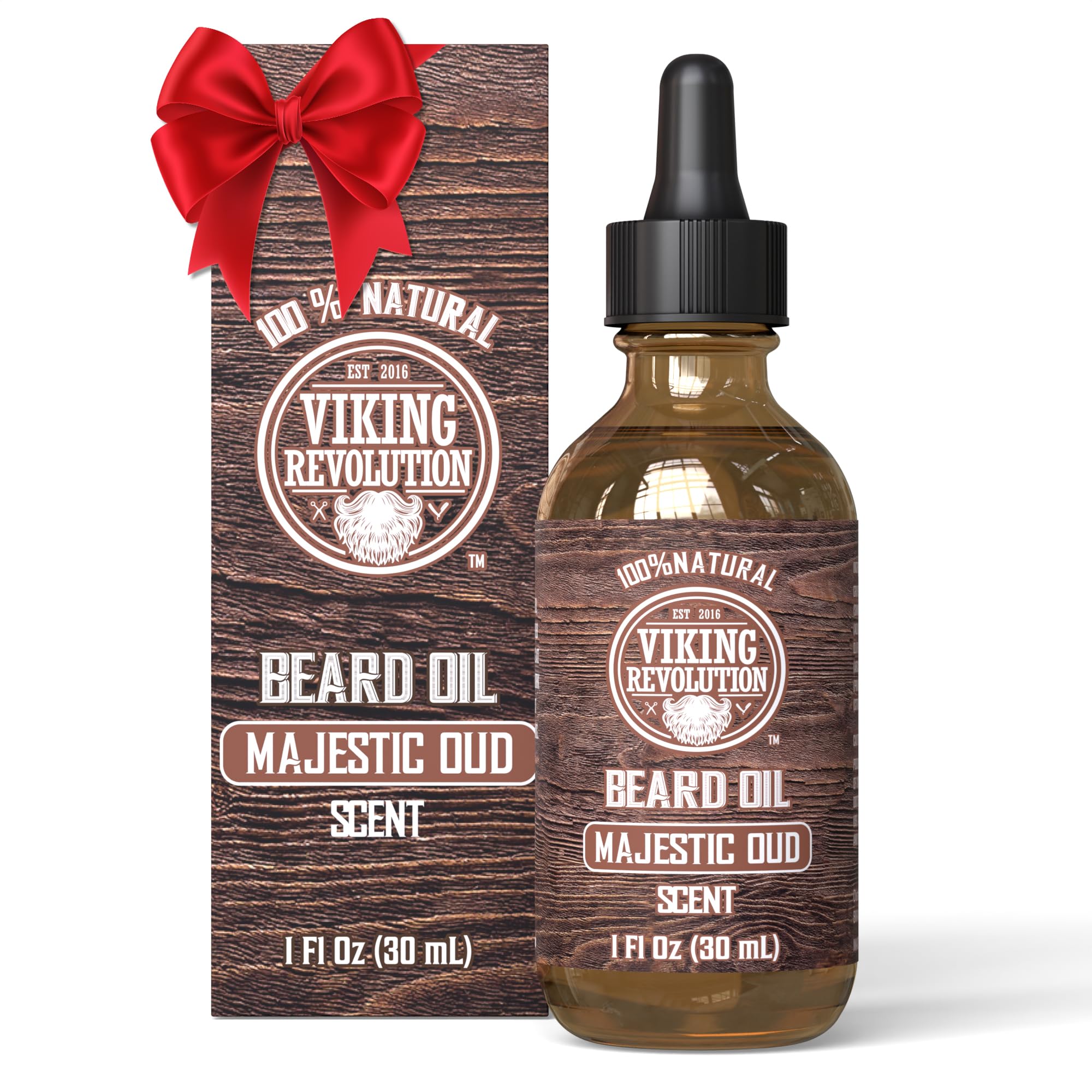 Viking Revolution Majestic Oud: botella de aceite para barba con aroma duradero.