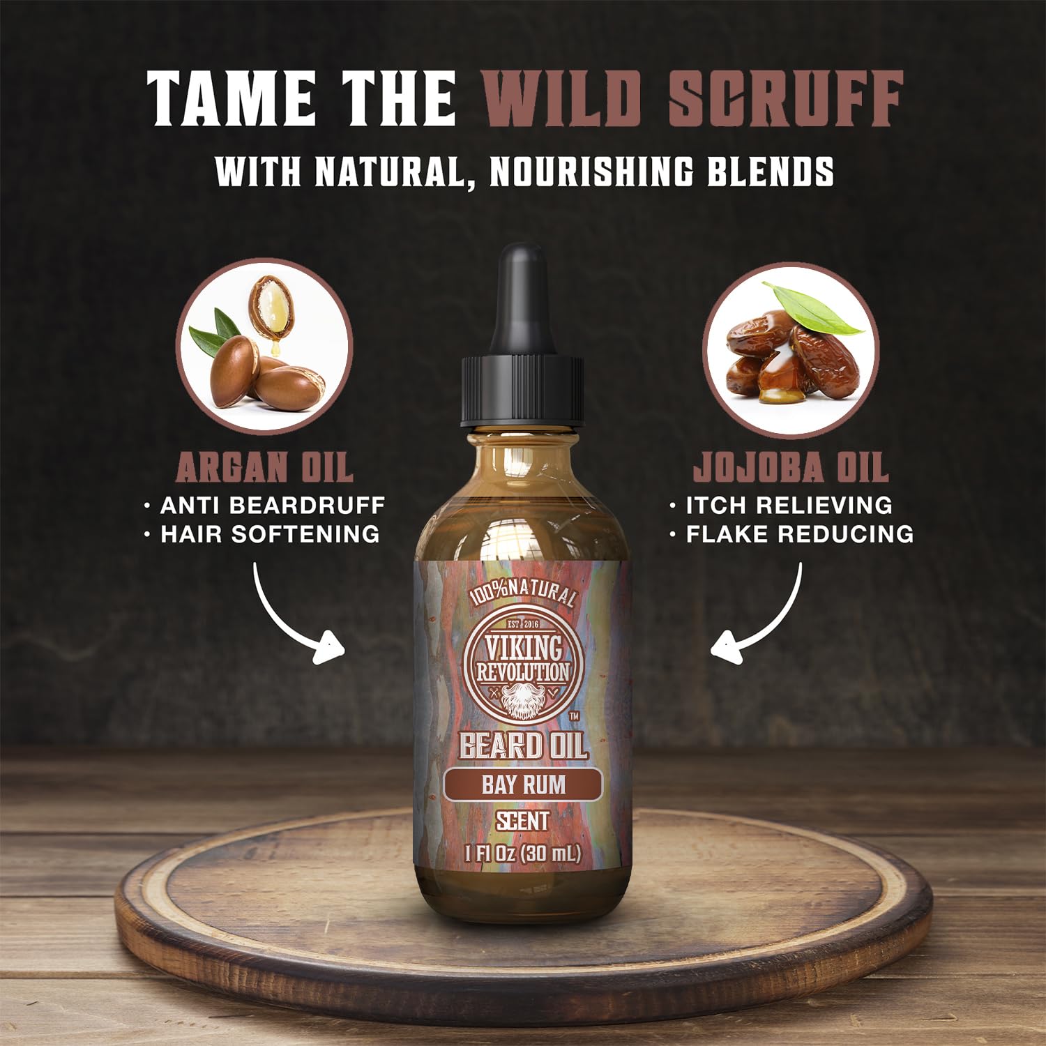 Viking Revolution botella-aceite-barba muestra formato natural y práctico