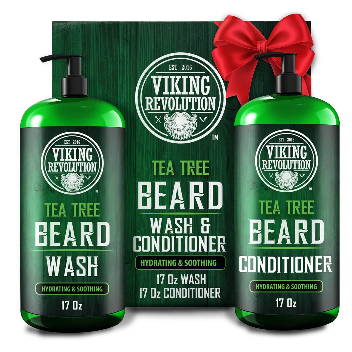 Botella Viking Revolution para barba con árbol de té limpia y cuida la piel.