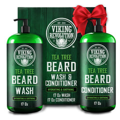 Botella Viking Revolution para barba con árbol de té limpia y cuida la piel.