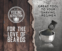 Brocha de tejón junto al tazón Viking Revolution para afeitado preciso