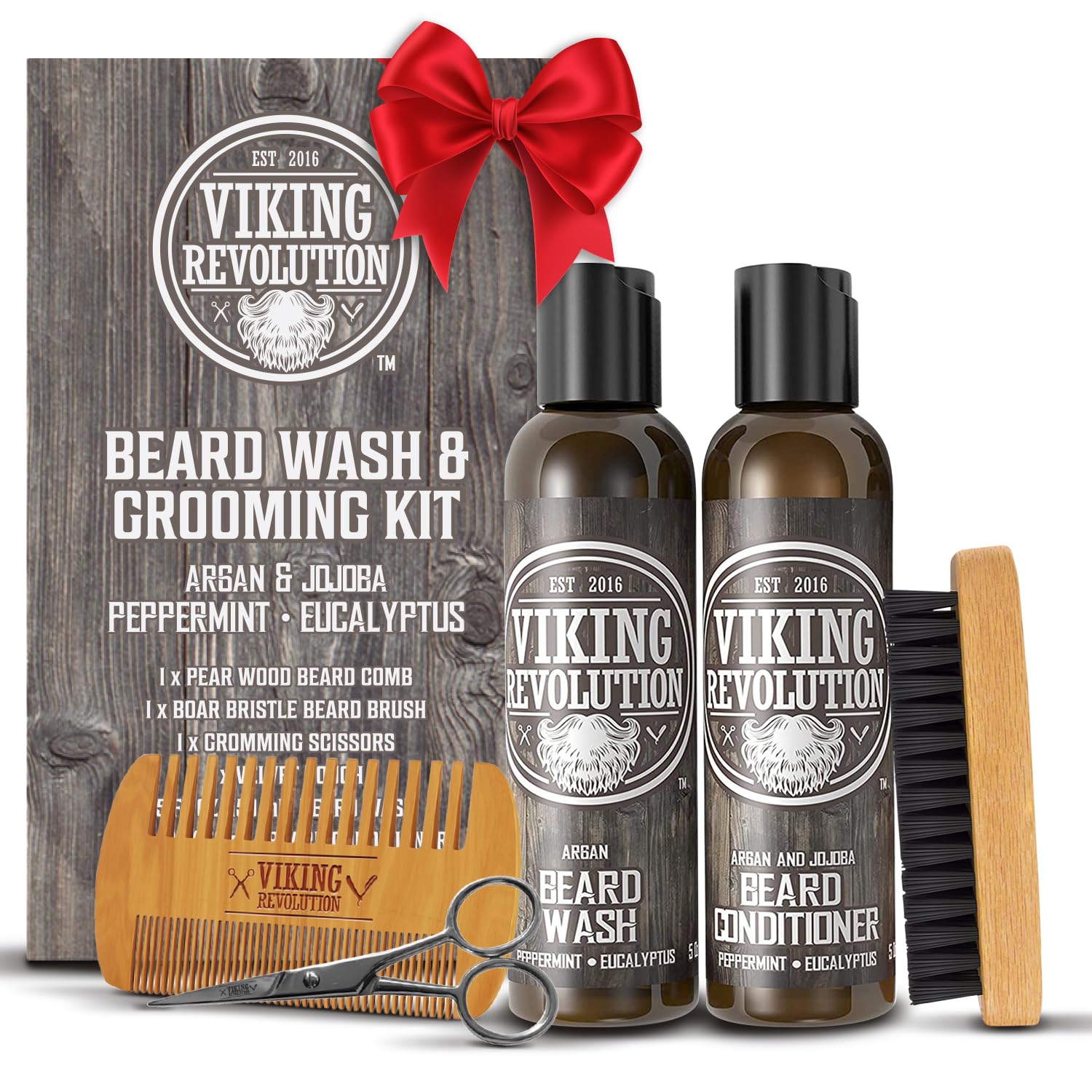 Cepillo para barba Viking Revolution con cerda natural, desenreda y suaviza