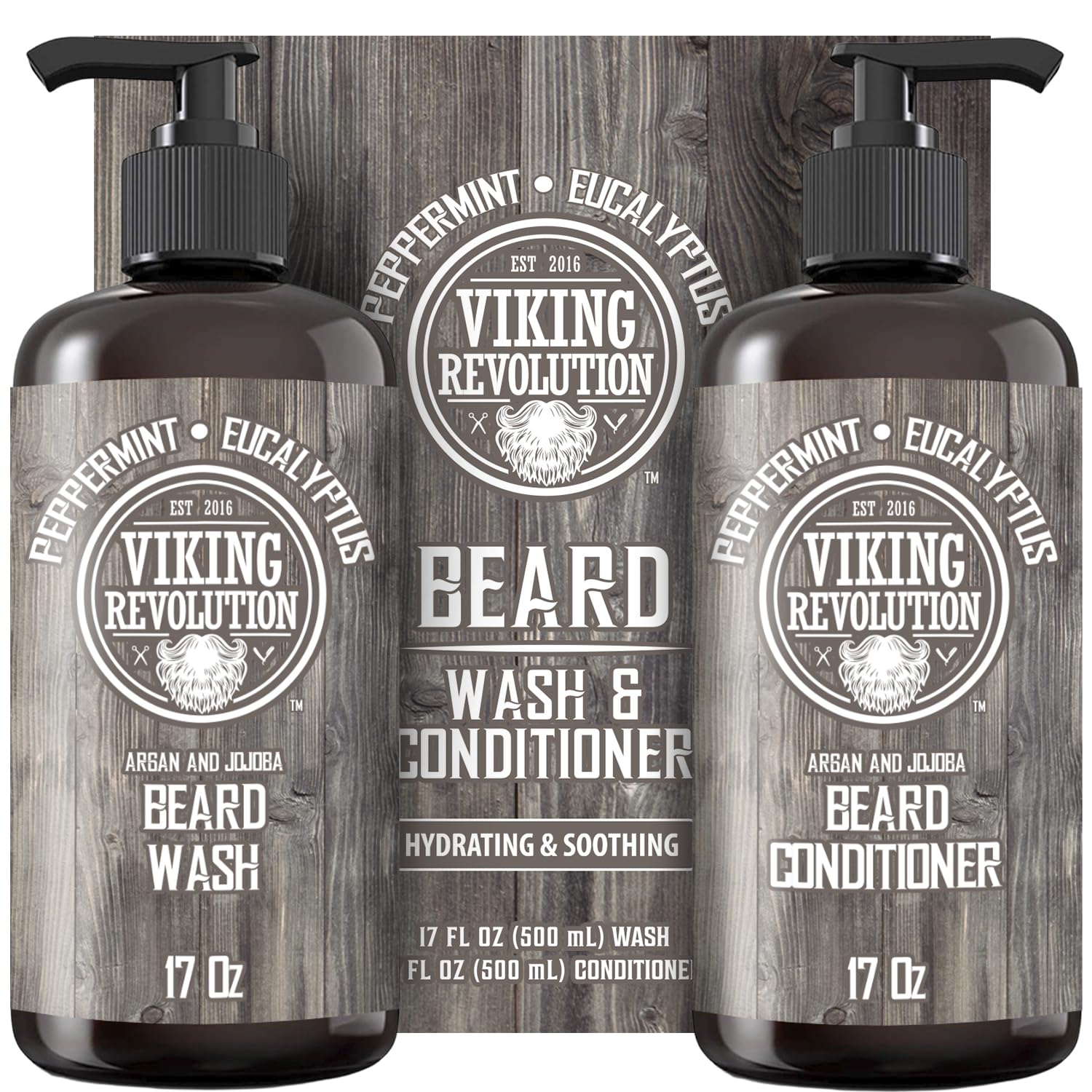Champú para barba de Viking Revolution con argán y jojoba limpia suavemente la barba.