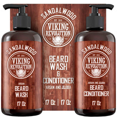 Viking Revolution champú para barba en botella, limpieza suave y fresca.