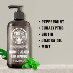 Viking Revolution champú Biotín para hombres, con dosificador, aplicación rápida.