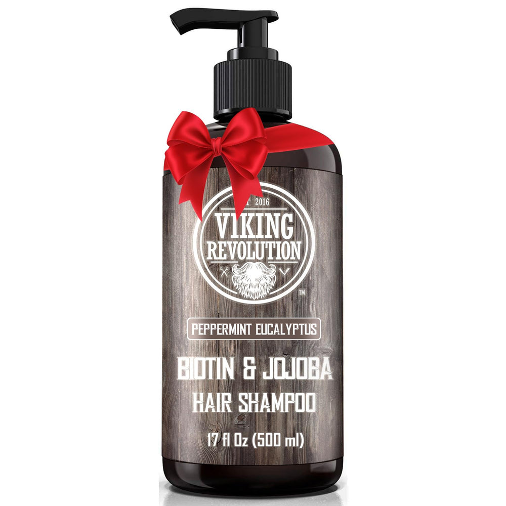 Viking Revolution champú Biotín para hombres, frente de la botella, hidratación suave.