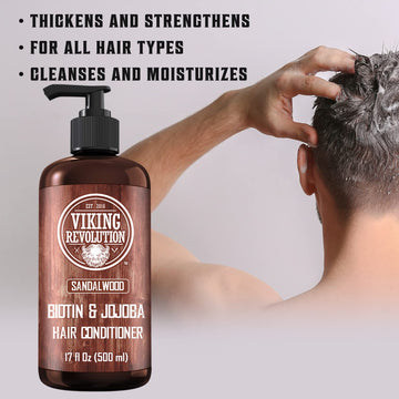 Acondicionador Viking Revolution con sándalo y biotina, nutritivo para cabello.