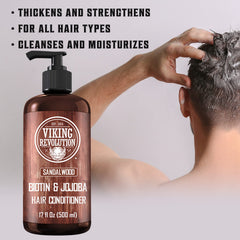 Acondicionador Viking Revolution con sándalo y biotina, nutritivo para cabello.