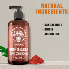 Textura cremosa del acondicionador Viking Revolution con sándalo y aceite de oliva.