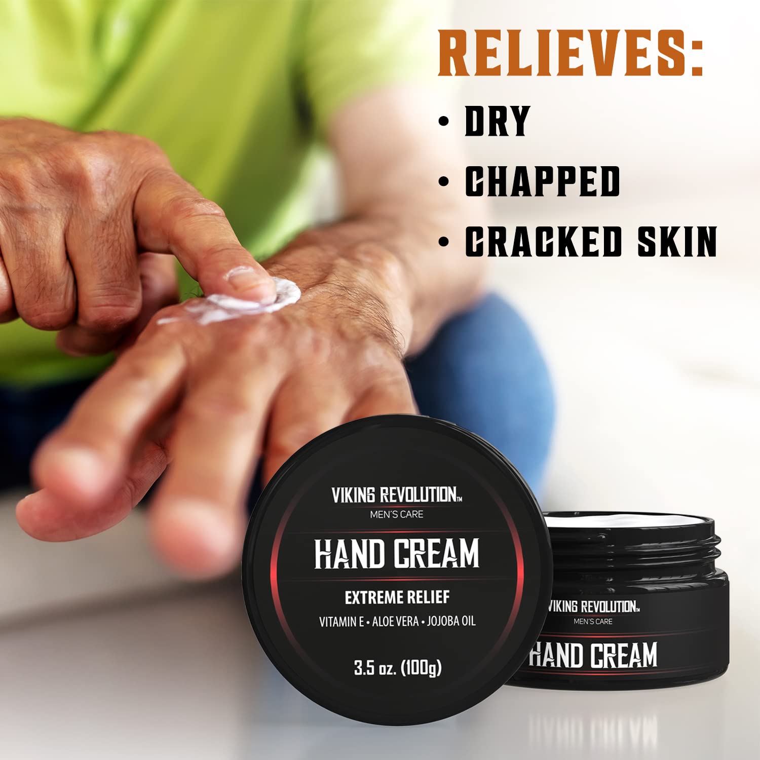 Crema de manos Viking Revolution con aloe, jojoba y vitamina E para nutrición.