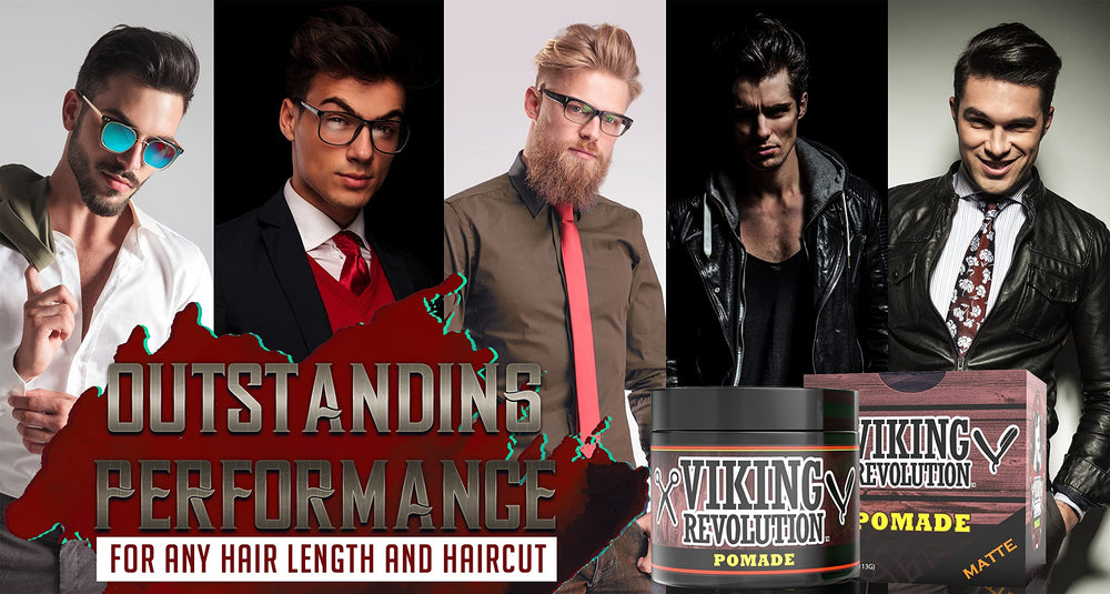 Viking Revolution Hair Pomade pompadour style demonstrates medium hold for classic looks