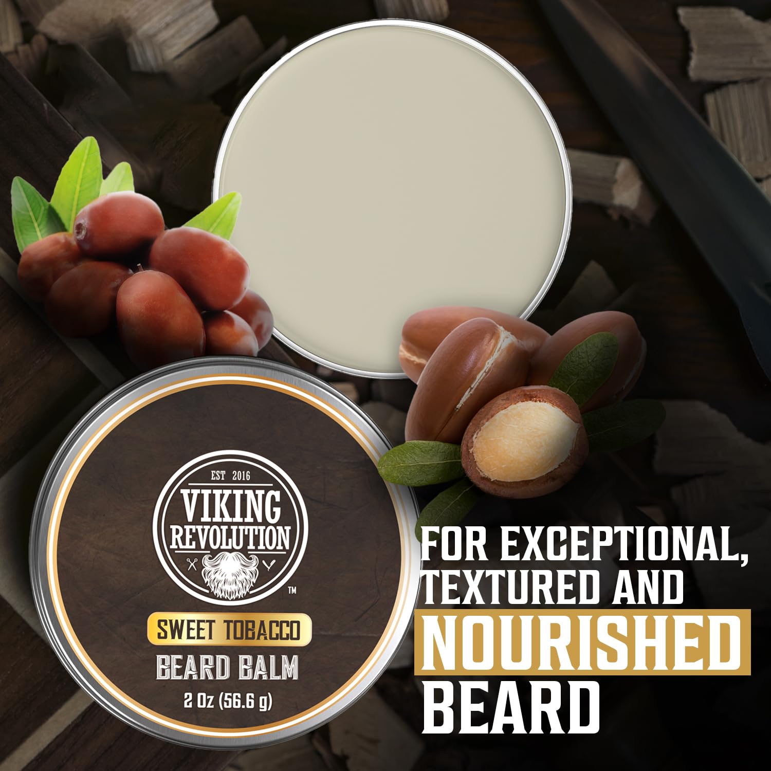 Close-up of shea butter, beeswax, argan oil, and jojoba oil ingredients