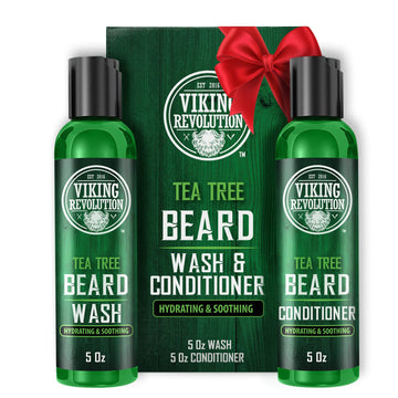 Viking Revolution Lava la barba con árbol de té para una limpieza suave.